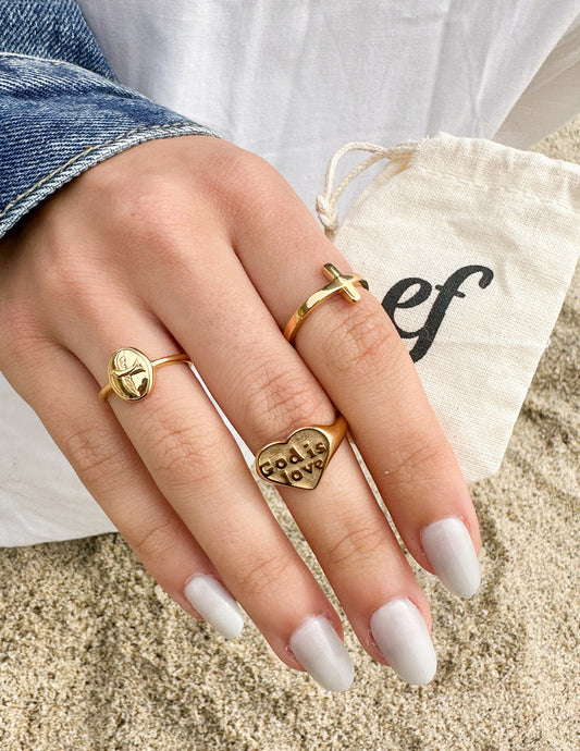 Gold God is Love Ring – Christian Ring