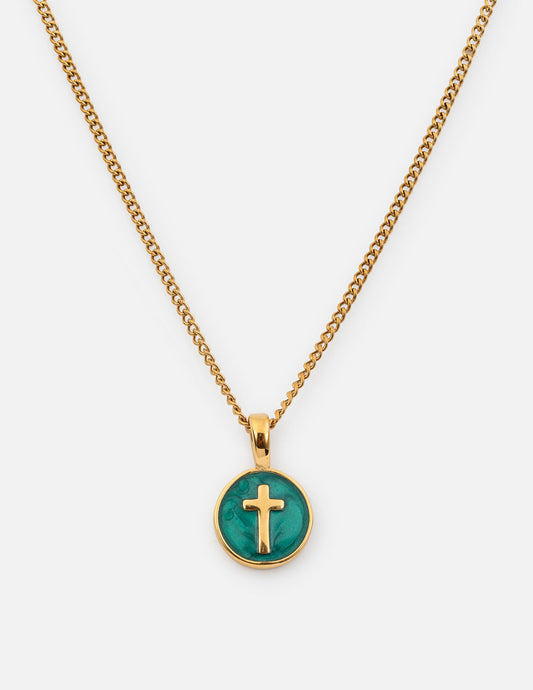 Emerald Agape Cross Pendant Necklace – Christian Necklace