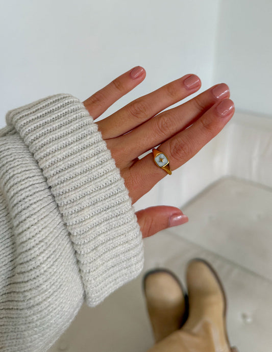 Enamel North Star Ring – Christian Ring