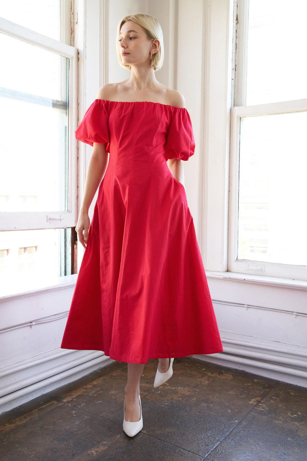 Protecting My Peace Red Woven Midi Dress in 20red, view 3 — Soul Flow Apparel