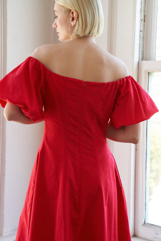 Protecting My Peace Red Woven Midi Dress in 20red, view 5 — Soul Flow Apparel