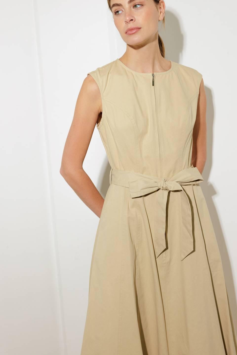 Delicate Dreams Woven Midi Dress in taupe, view 3 — Soul Flow Apparel