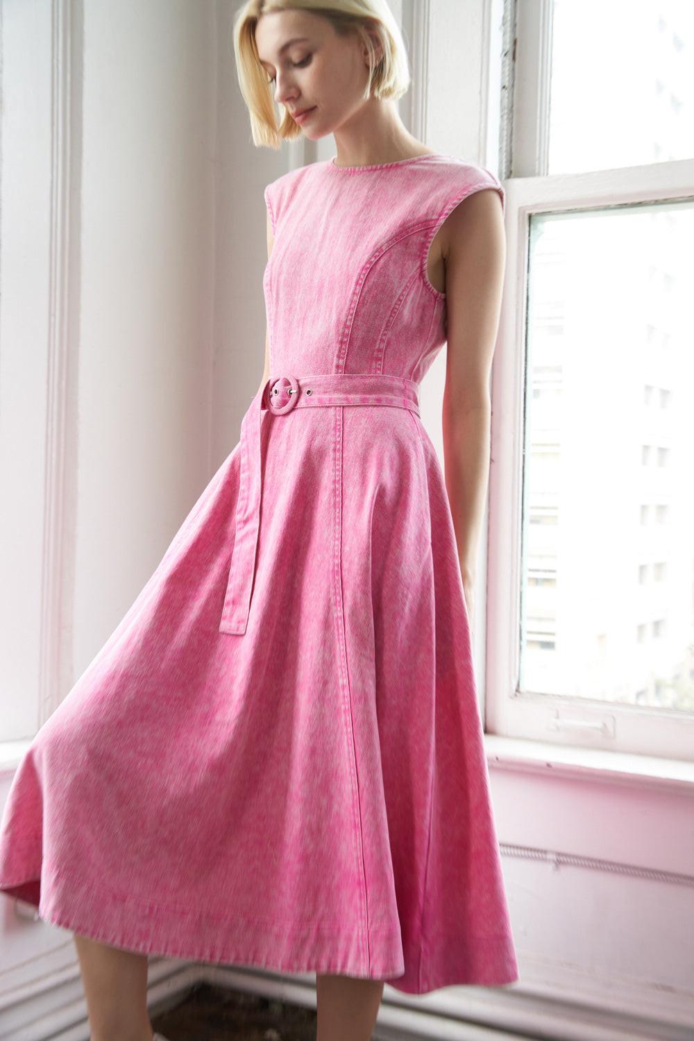 Never Forget Twill Midi Dress, view 2 — Soul Flow Apparel