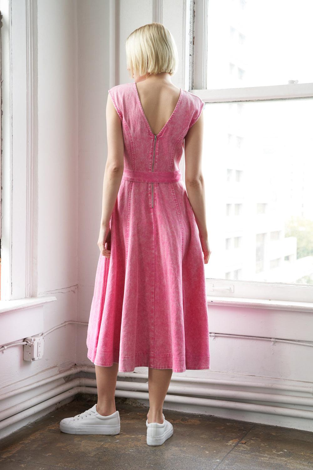 Never Forget Twill Midi Dress, view 4 — Soul Flow Apparel