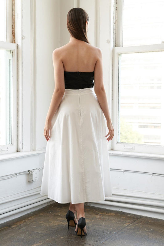 Blissful Breeze Woven Midi Dress in black, view 2 — Soul Flow Apparel
