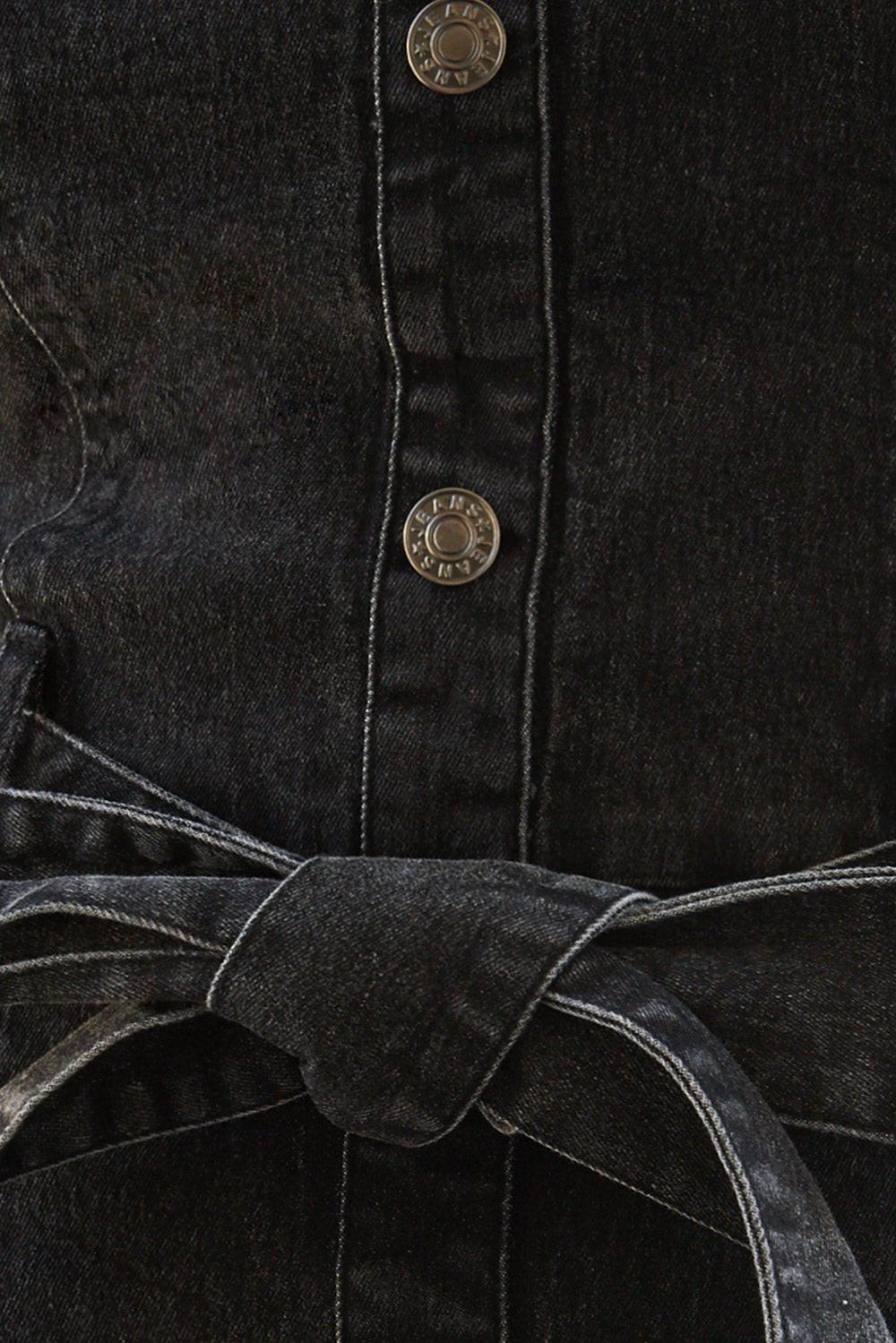 Somewhere Up Above Denim Midi Dress in black, fabric swatch — Soul Flow Apparel