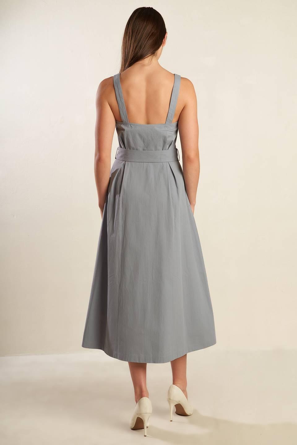 California Dreaming Woven Midi Dress in steelblue, view 4 — Soul Flow Apparel