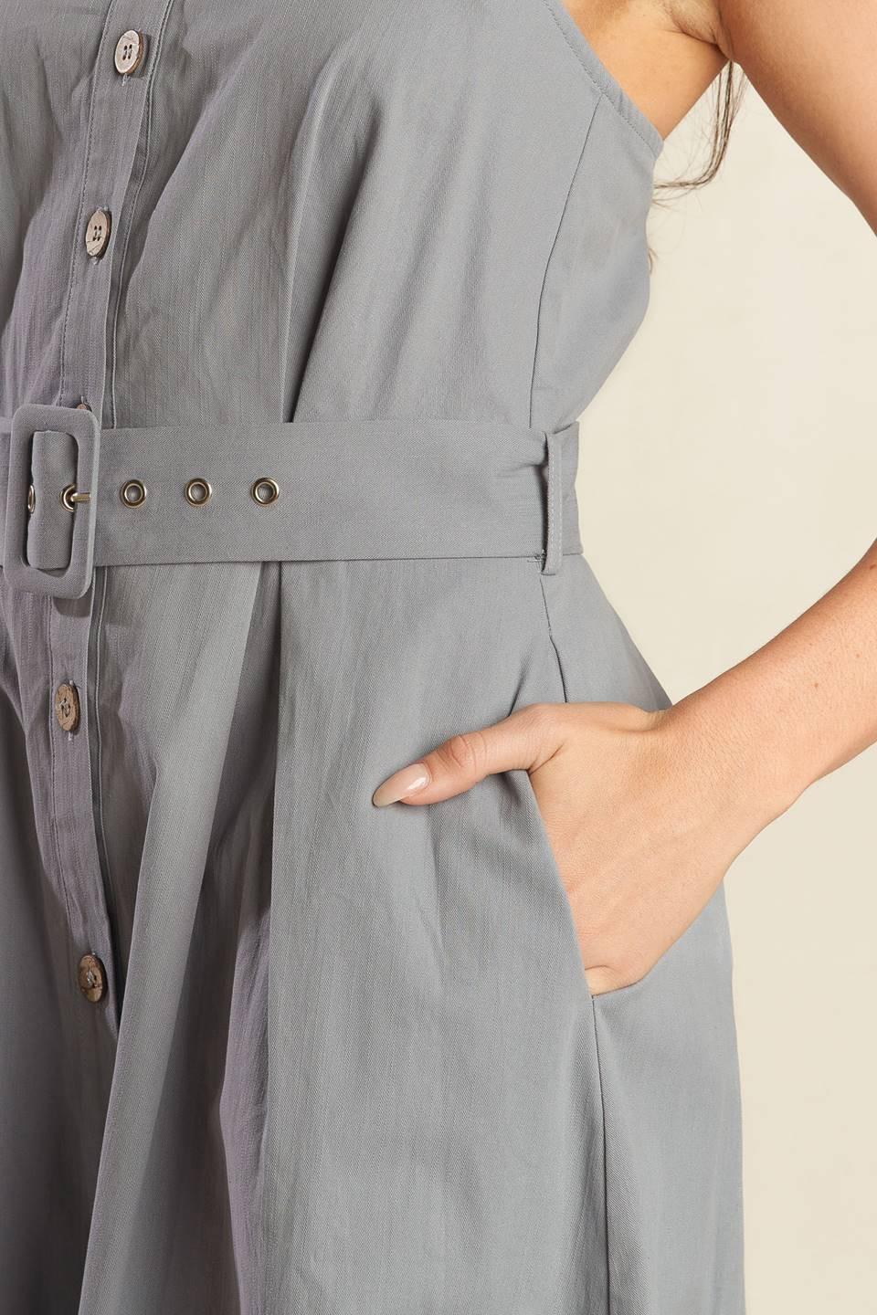 California Dreaming Woven Midi Dress in steelblue, view 5 — Soul Flow Apparel