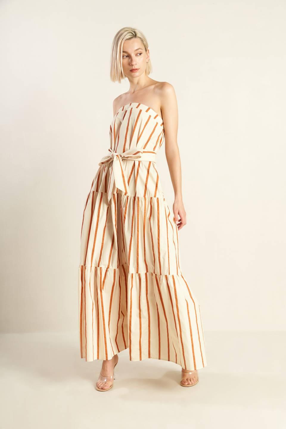 Sweet Reminiscence Woven Maxi Dress in ivory rust, view 5 — Soul Flow Apparel