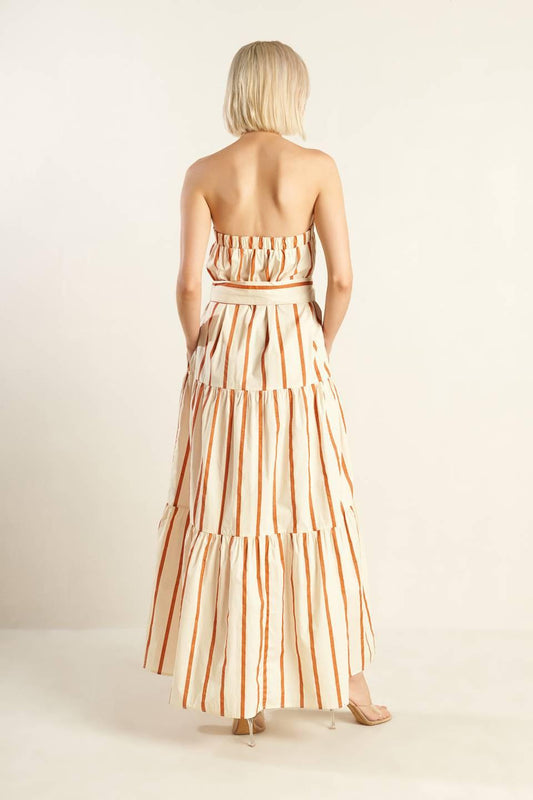 Sweet Reminiscence Woven Maxi Dress in ivory rust, view 6 — Soul Flow Apparel