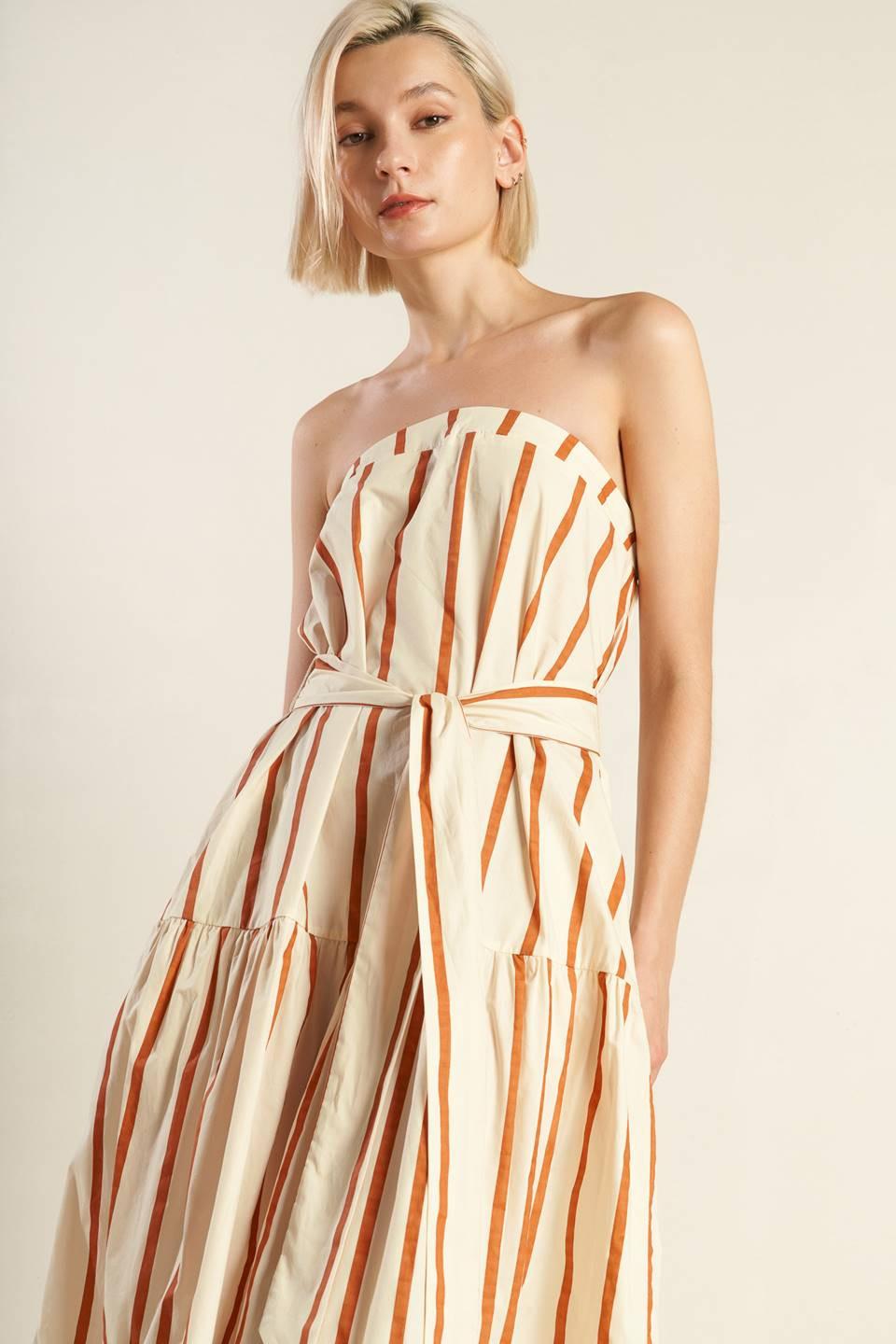 Sweet Reminiscence Woven Maxi Dress in ivory rust, view 7 — Soul Flow Apparel