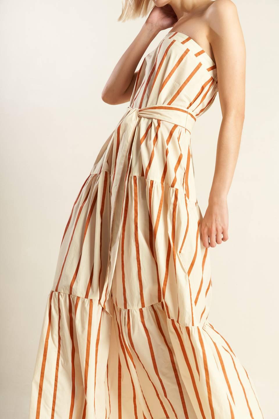 Sweet Reminiscence Woven Maxi Dress in ivory rust, view 8 — Soul Flow Apparel