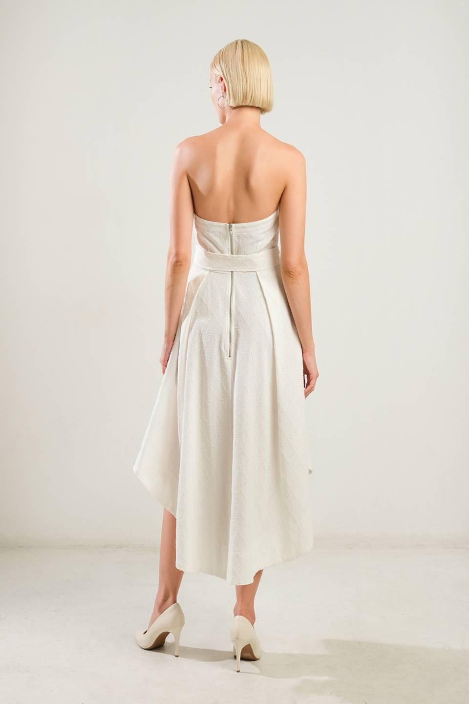 Life's Compass Woven Midi Dress in white, view 2 — Soul Flow Apparel