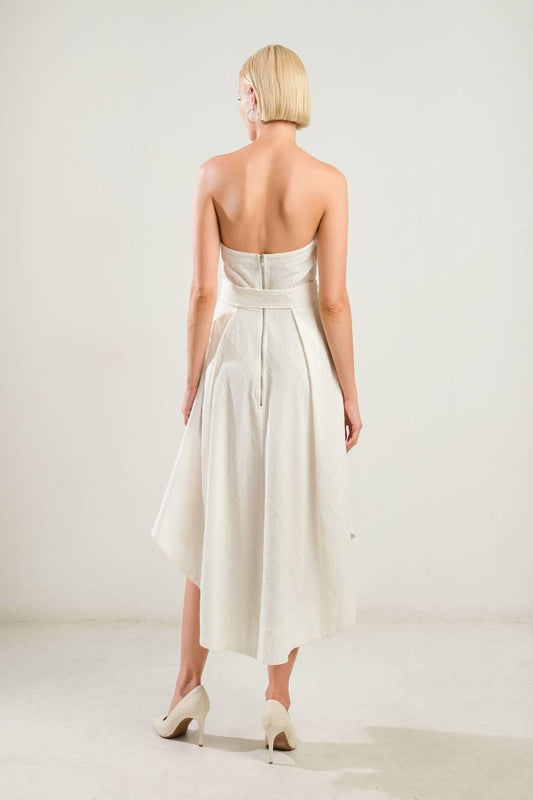 Life's Compass Woven Midi Dress in white, view 2 — Soul Flow Apparel