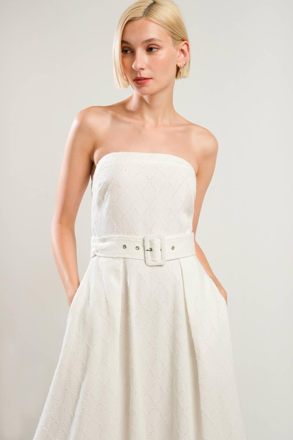 Life's Compass Woven Midi Dress in white, view 4 — Soul Flow Apparel