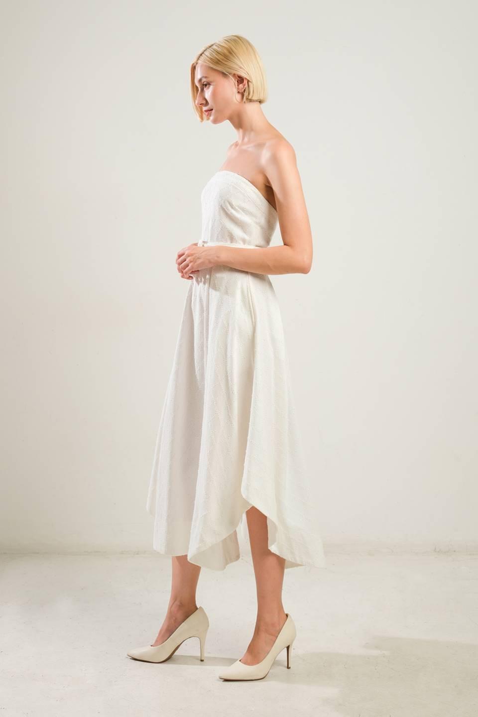 Life's Compass Woven Midi Dress in white, view 6 — Soul Flow Apparel