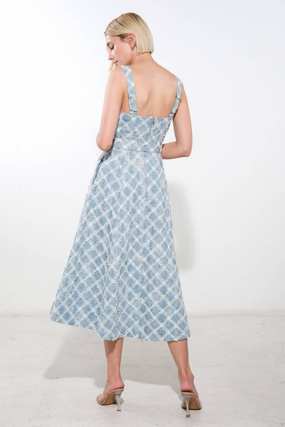 Made to Belive Denim Midi Dress in light, view 2 — Soul Flow Apparel