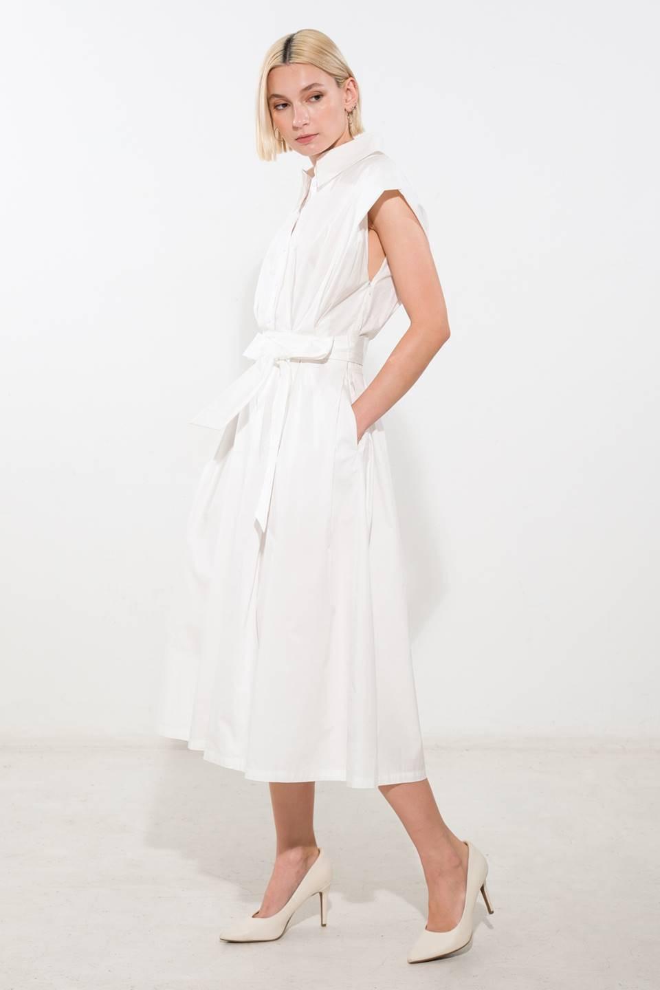 Deeper Connection Woven Midi Dress in off-white, view 3 — Soul Flow Apparel