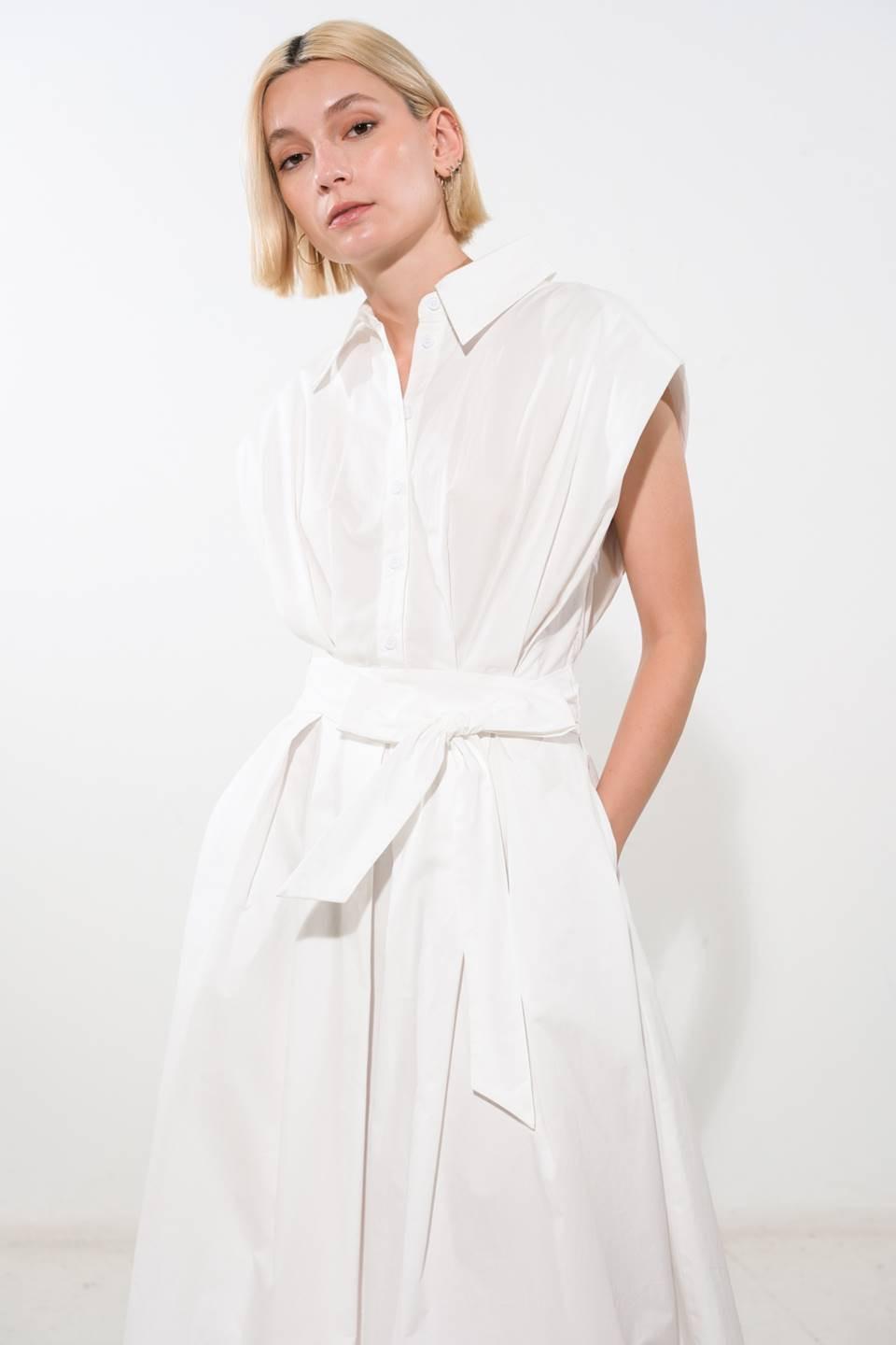 Deeper Connection Woven Midi Dress in off-white, view 5 — Soul Flow Apparel