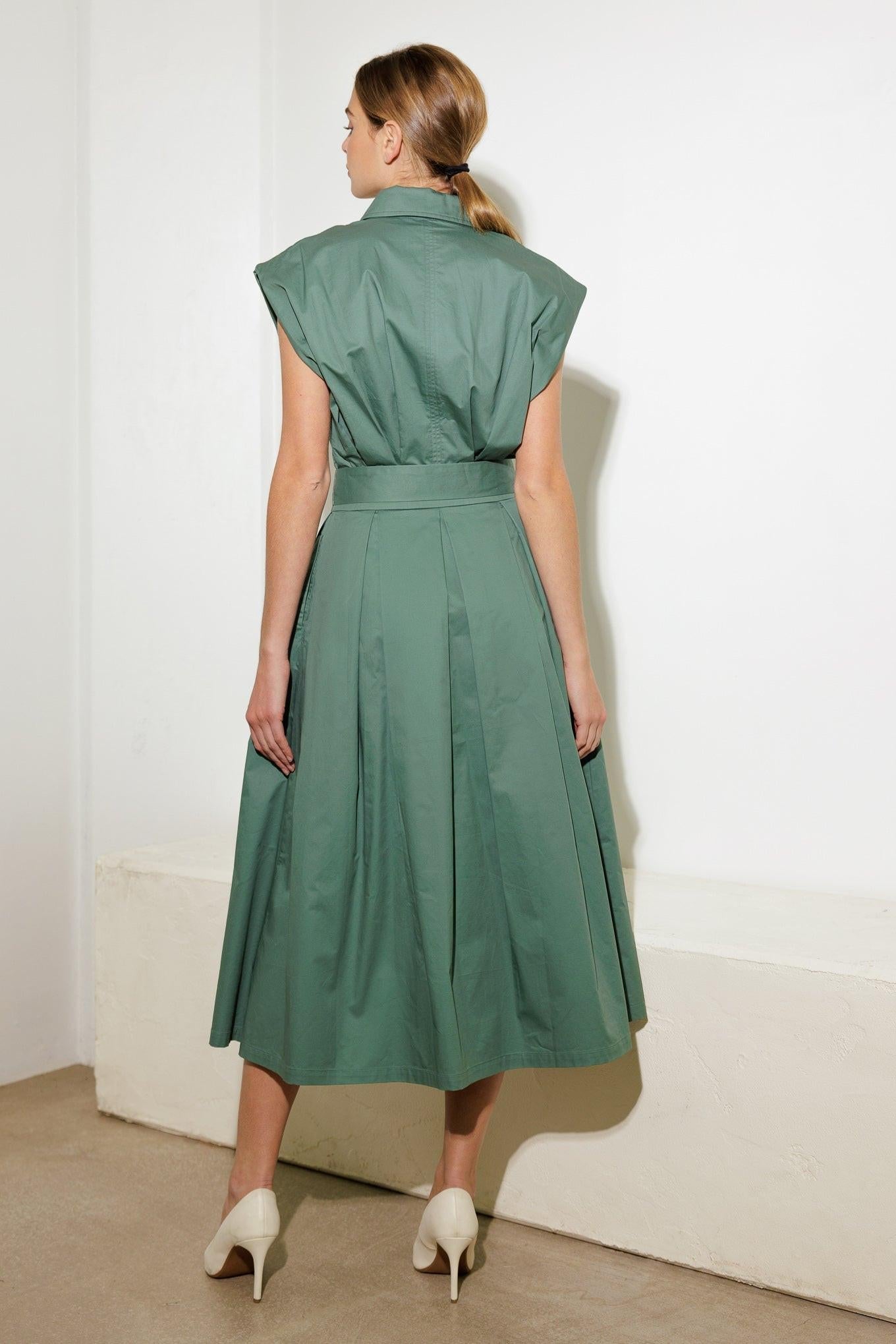 Deeper Connection Woven Midi Dress in sage, view 6 — Soul Flow Apparel