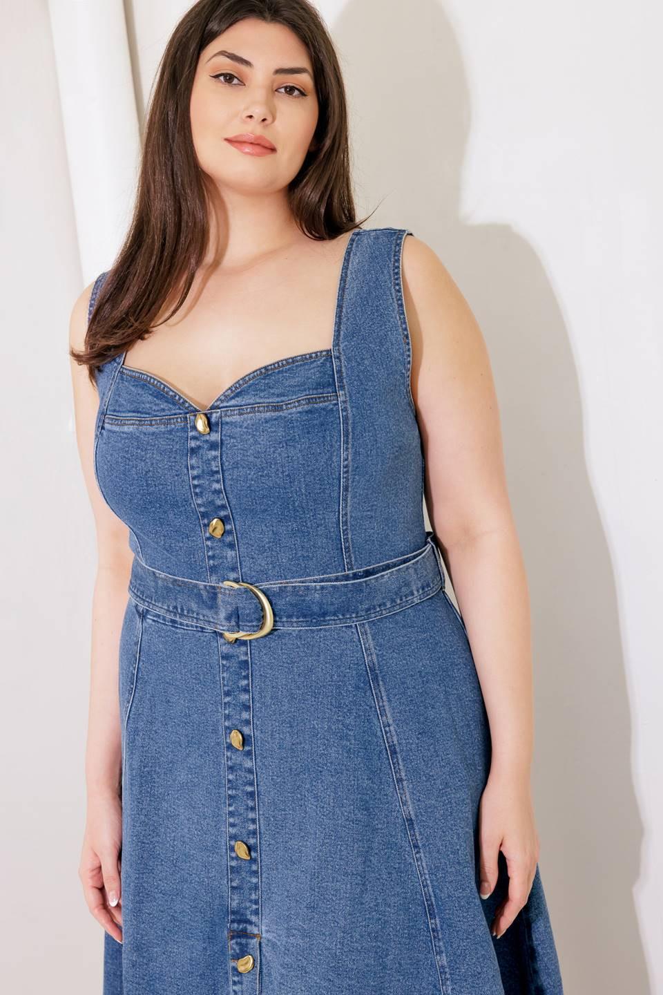 Prettiest Behavior Denim Midi Dress in blue, view 4 — Soul Flow Apparel