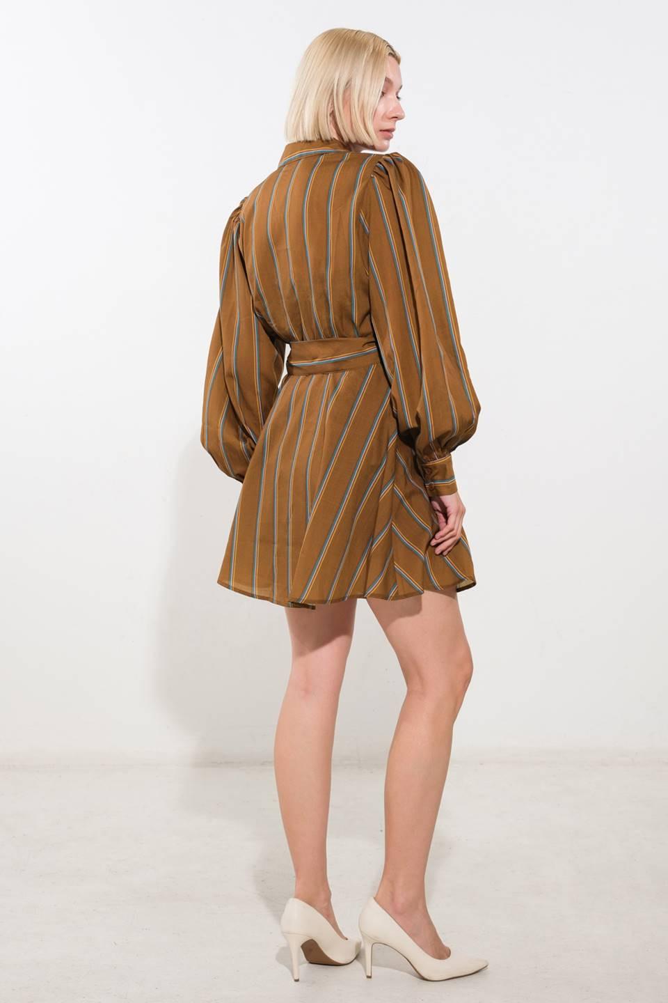 Give It a Go Woven Mini Dress in brown multi, view 6 — Soul Flow Apparel