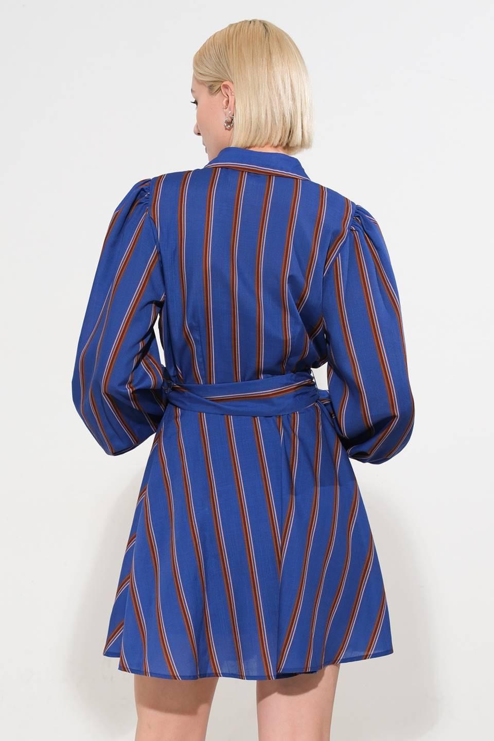 Give It a Go Woven Mini Dress in navy multi, view 2 — Soul Flow Apparel
