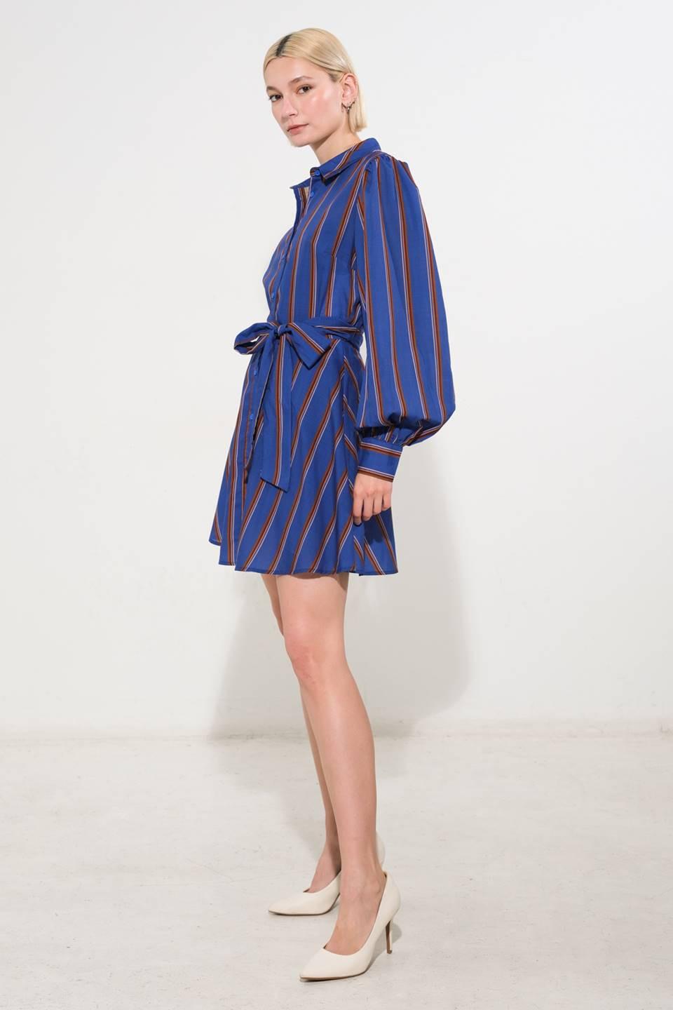 Give It a Go Woven Mini Dress in navy multi, view 3 — Soul Flow Apparel
