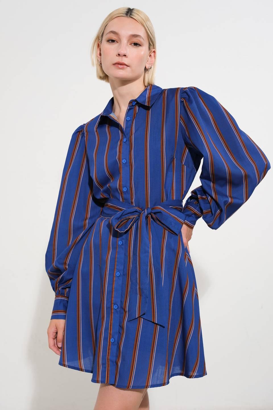 Give It a Go Woven Mini Dress in navy multi, view 4 — Soul Flow Apparel