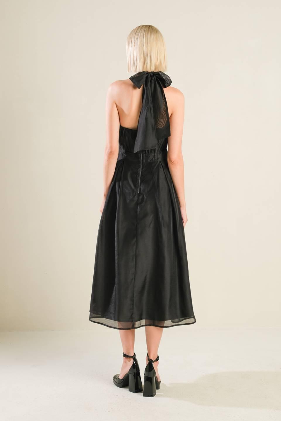 Invitation to Love Woven Midi Dress in black, view 2 — Soul Flow Apparel