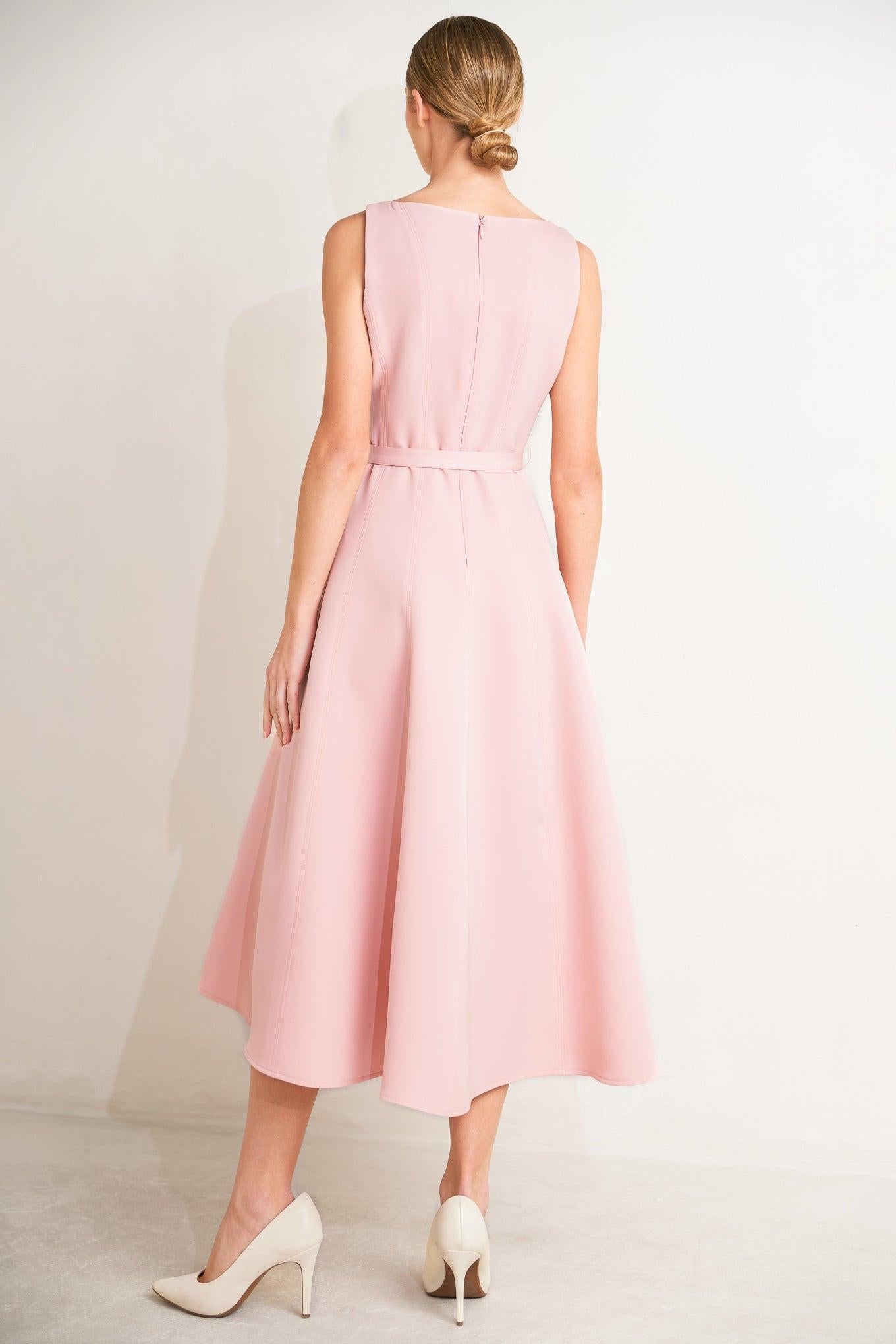 Living the Dream Woven Midi Dress in pink, view 3 — Soul Flow Apparel