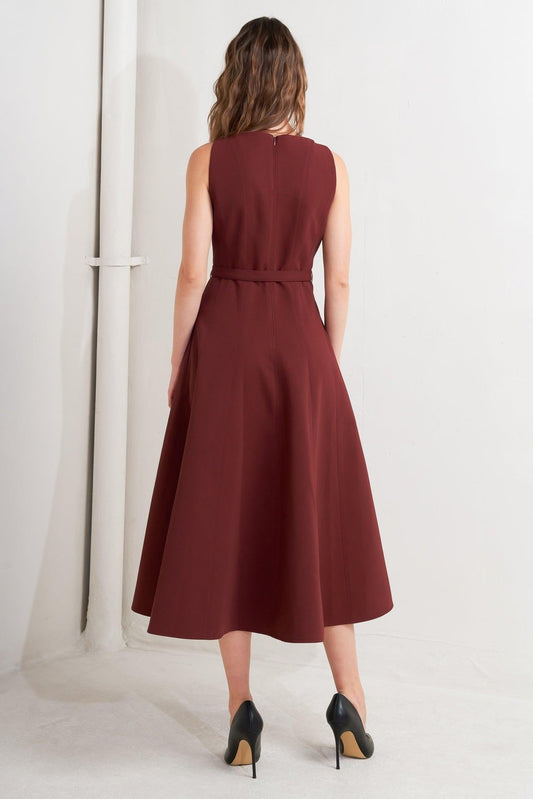 Living the Dream Wine Woven Midi Dress, view 2 — Soul Flow Apparel
