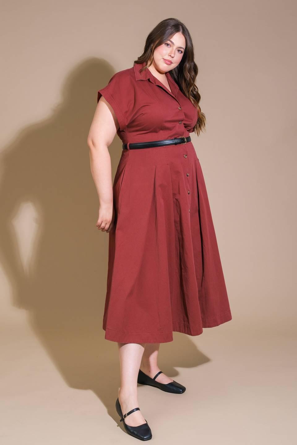 Perfect Balance Woven Midi Dress in berry, view 3 — Soul Flow Apparel
