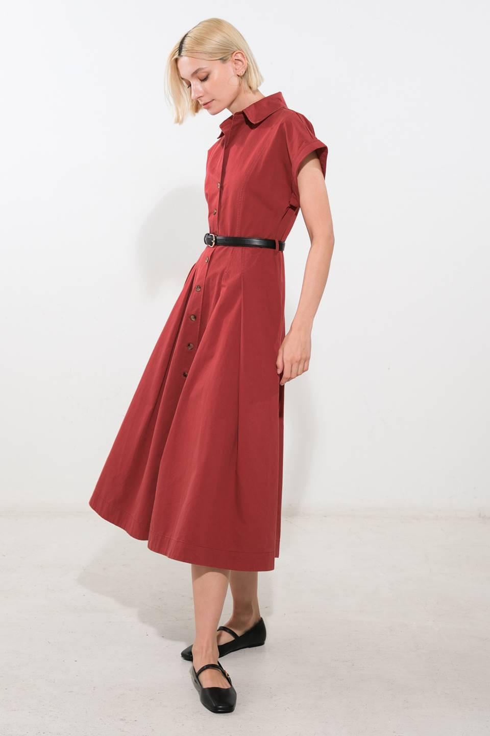 Perfect Balance Woven Midi Dress in berry, view 3 — Soul Flow Apparel