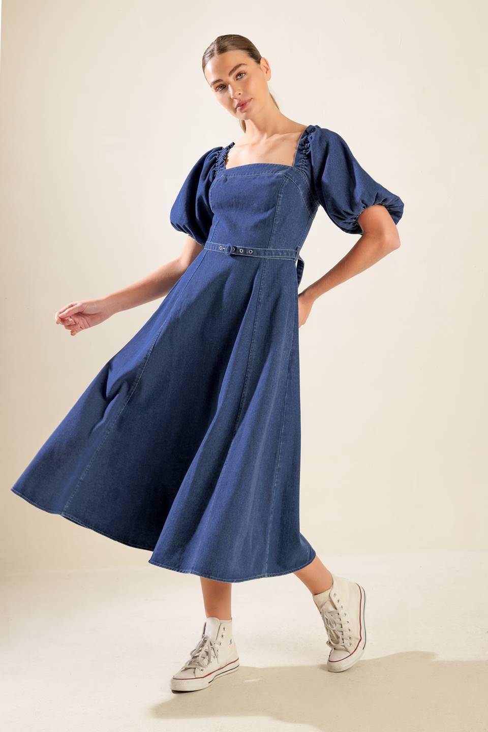 All Spruced Up Denim Midi Dress in medium, view 5 — Soul Flow Apparel