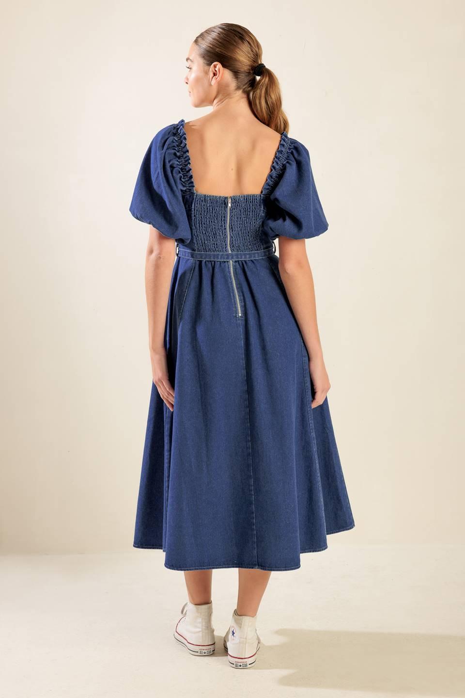 All Spruced Up Denim Midi Dress in medium, view 6 — Soul Flow Apparel