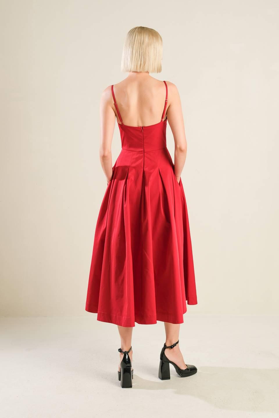 Dream Keeper Woven Midi Dress in crimson, view 2 — Soul Flow Apparel