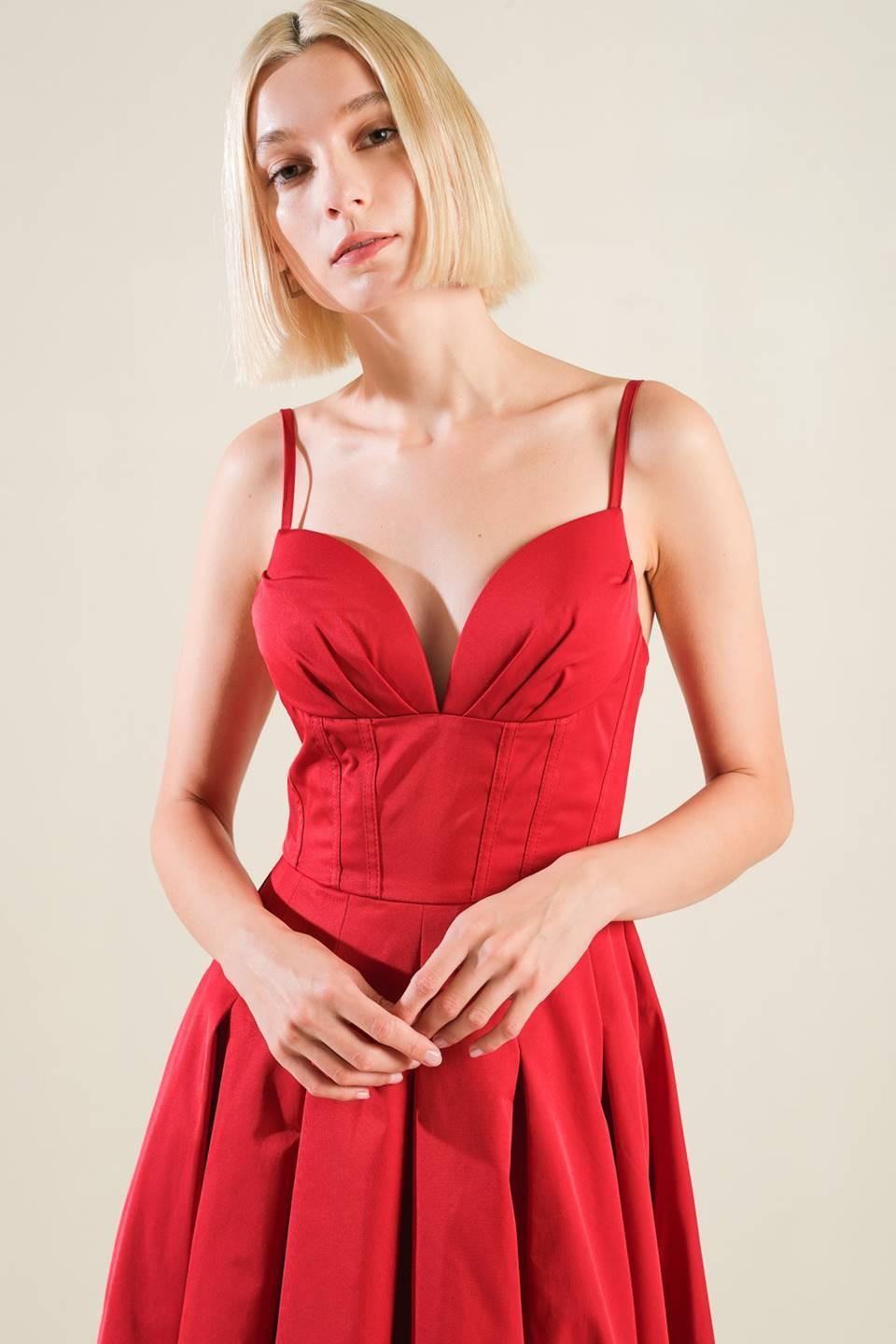 Dream Keeper Woven Midi Dress in crimson, view 4 — Soul Flow Apparel