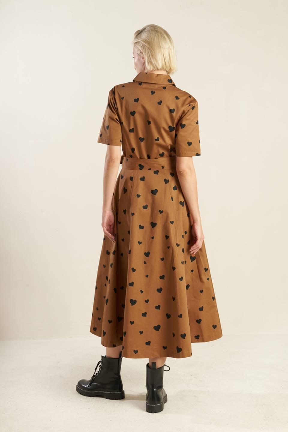 Ready to Go Woven Midi Dress in rust black, view 4 — Soul Flow Apparel
