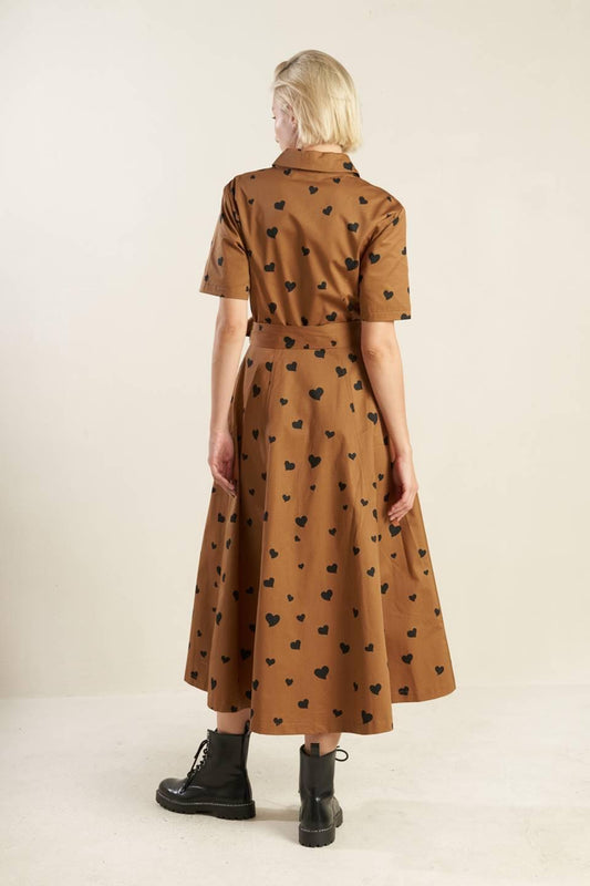 Ready to Go Woven Midi Dress in rust black, view 4 — Soul Flow Apparel