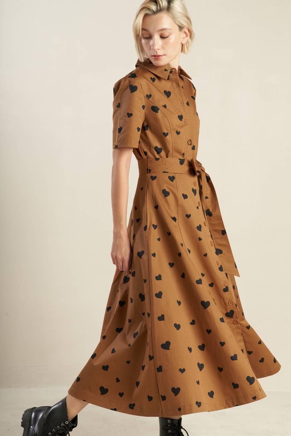 Ready to Go Woven Midi Dress in rust black, view 5 — Soul Flow Apparel