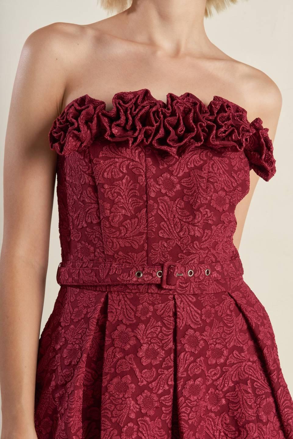 Glorious Shine Woven Midi Dress in burgundy, view 4 — Soul Flow Apparel