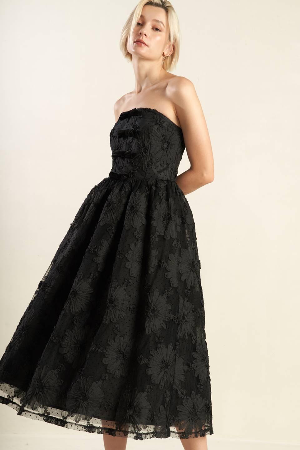 Confidence Game Lace Midi Dress in black, view 3 — Soul Flow Apparel