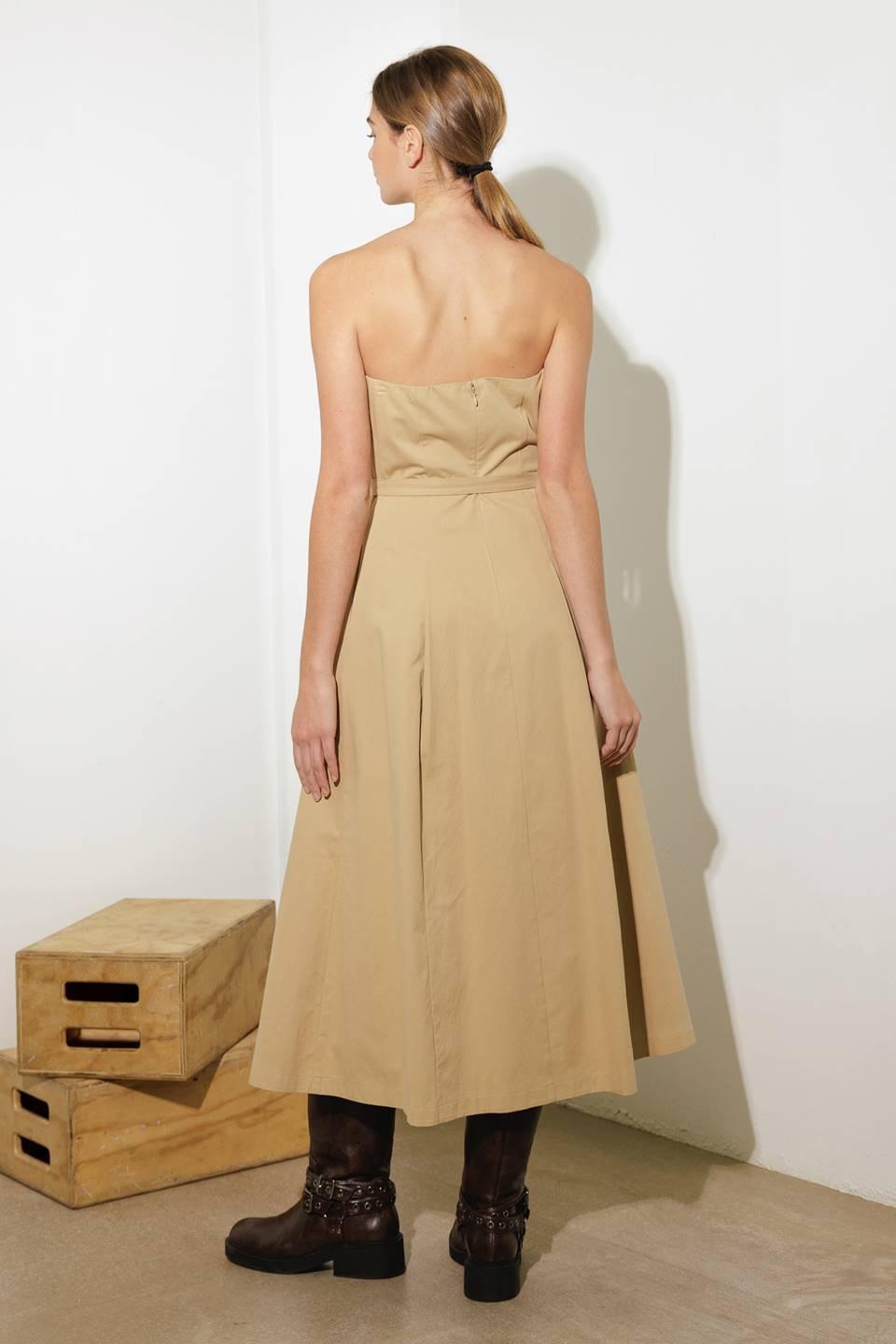 Taking Compliments Woven Midi Dress in taupe, view 6 — Soul Flow Apparel