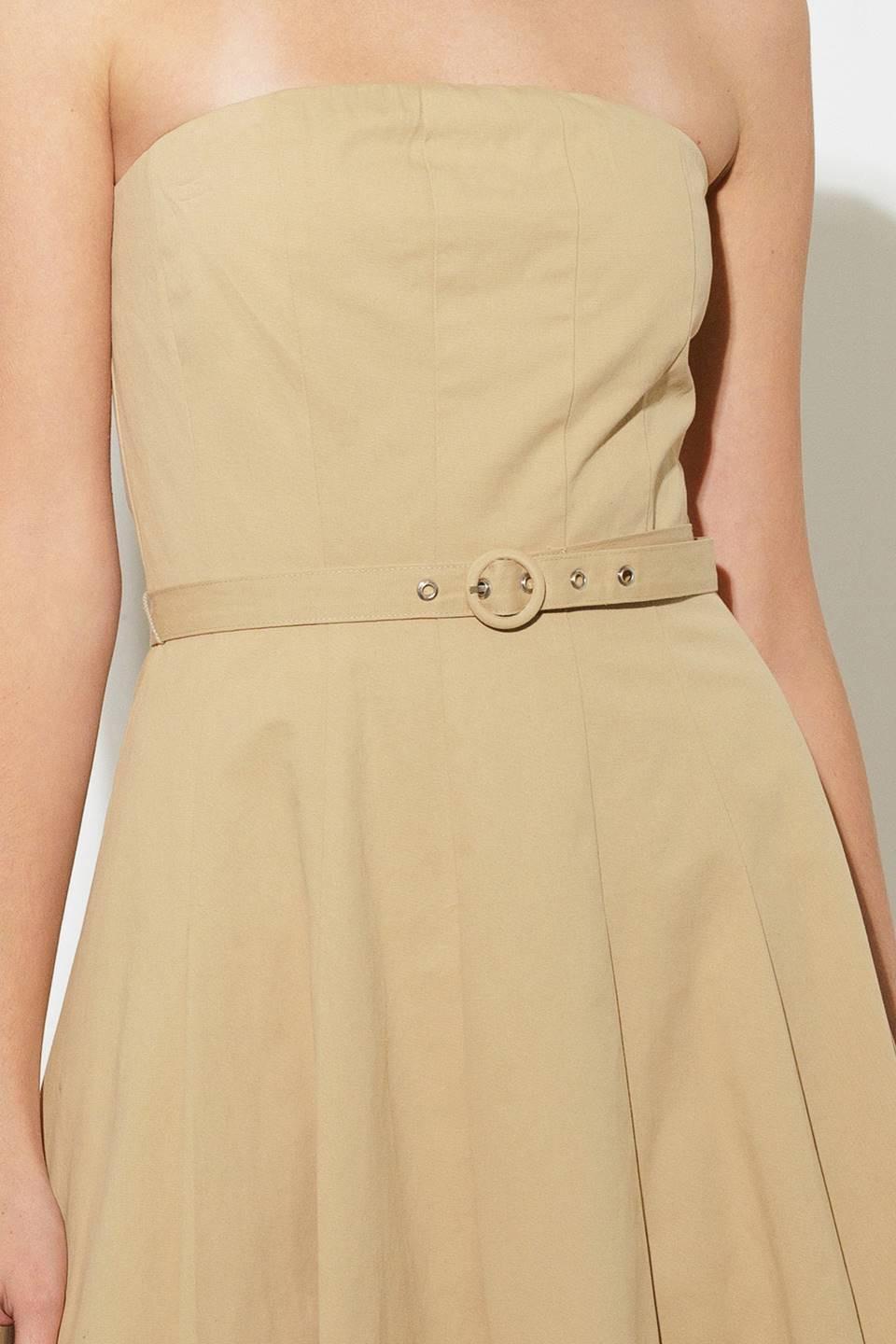 Taking Compliments Woven Midi Dress in taupe, fabric swatch — Soul Flow Apparel
