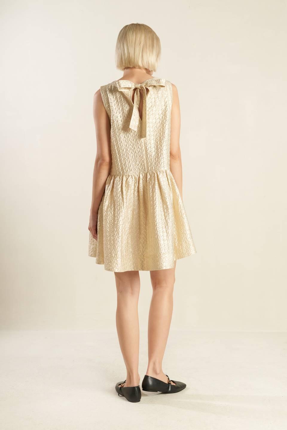 Horizon Hideaway Woven Mini Dress in champagne, view 4 — Soul Flow Apparel