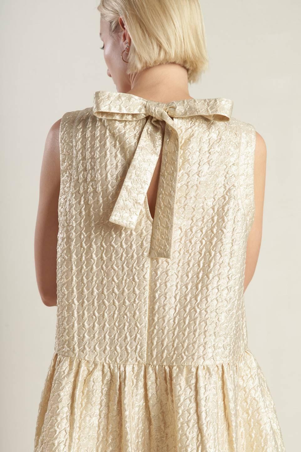 Horizon Hideaway Woven Mini Dress in champagne, view 6 — Soul Flow Apparel
