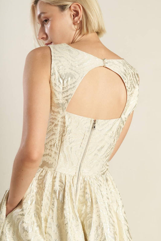 Check Yourself Champagne Woven Midi Dress, view 6 — Soul Flow Apparel