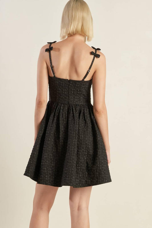 Coveted Sweetness Woven Lace Midi Dress in black, view 2 — Soul Flow Apparel