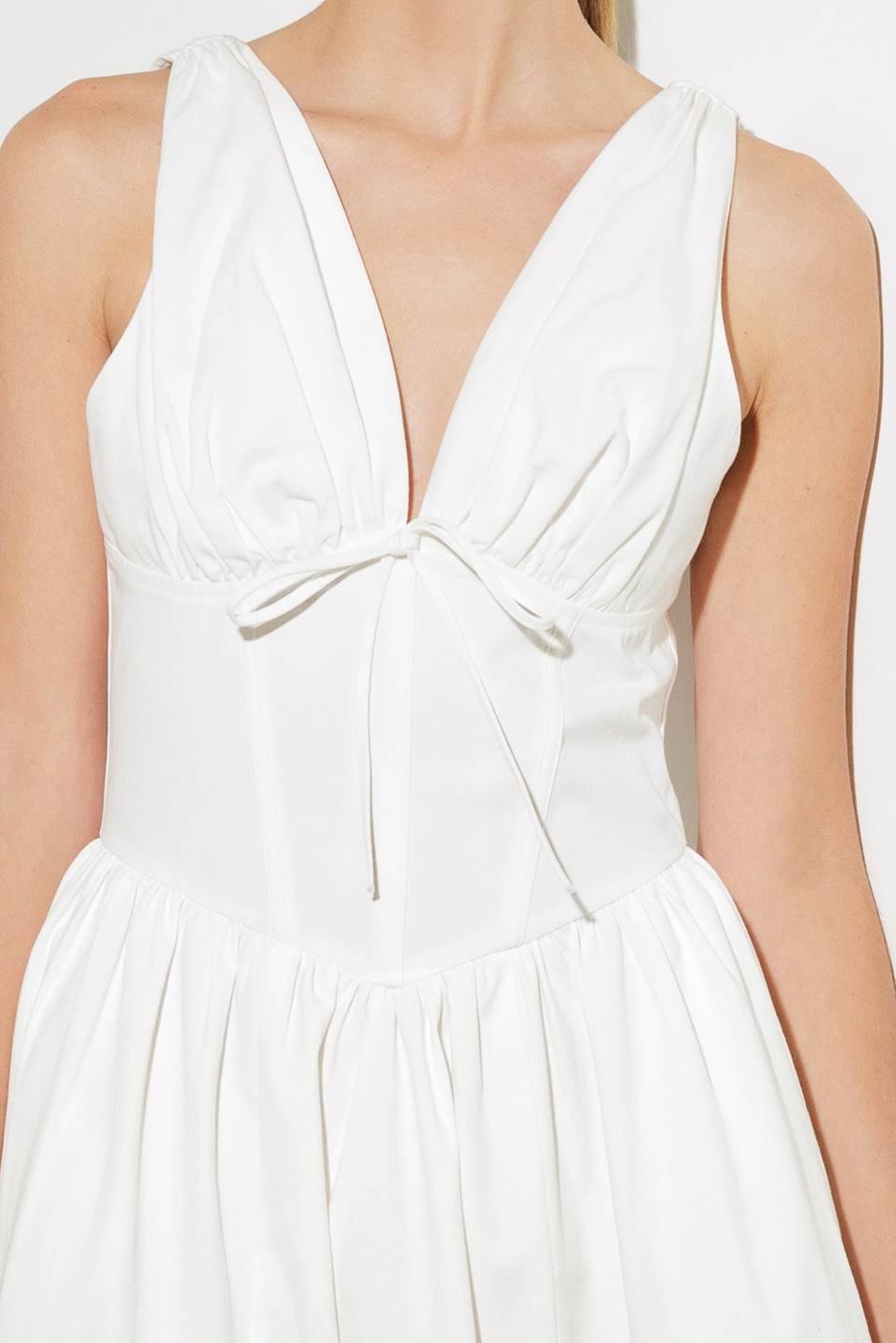 Fanciful Escapes Woven Midi Dress in white, fabric swatch — Soul Flow Apparel